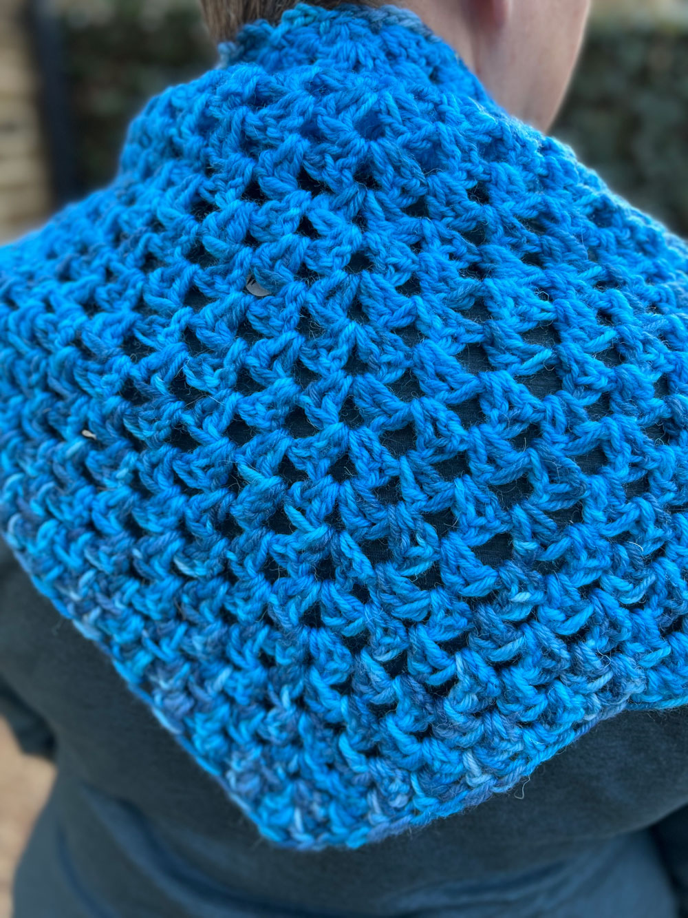 Blue ‘Louisa’ Crochet Triangular Scarf